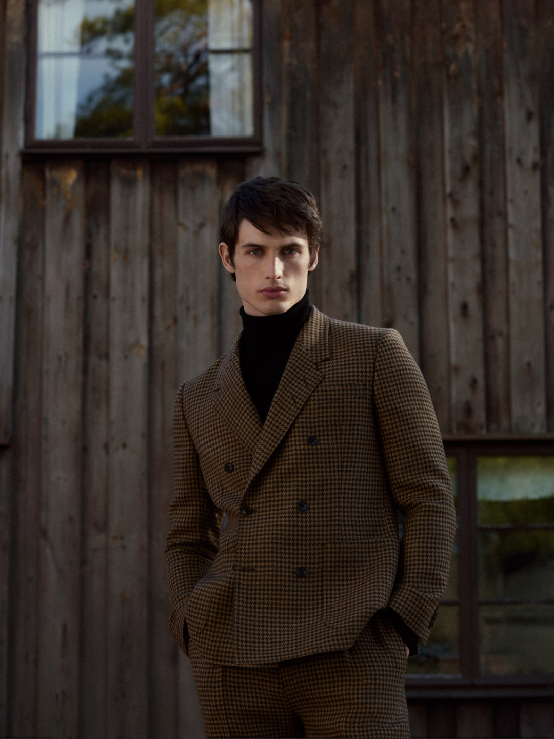 Brown double breasted suit jacket